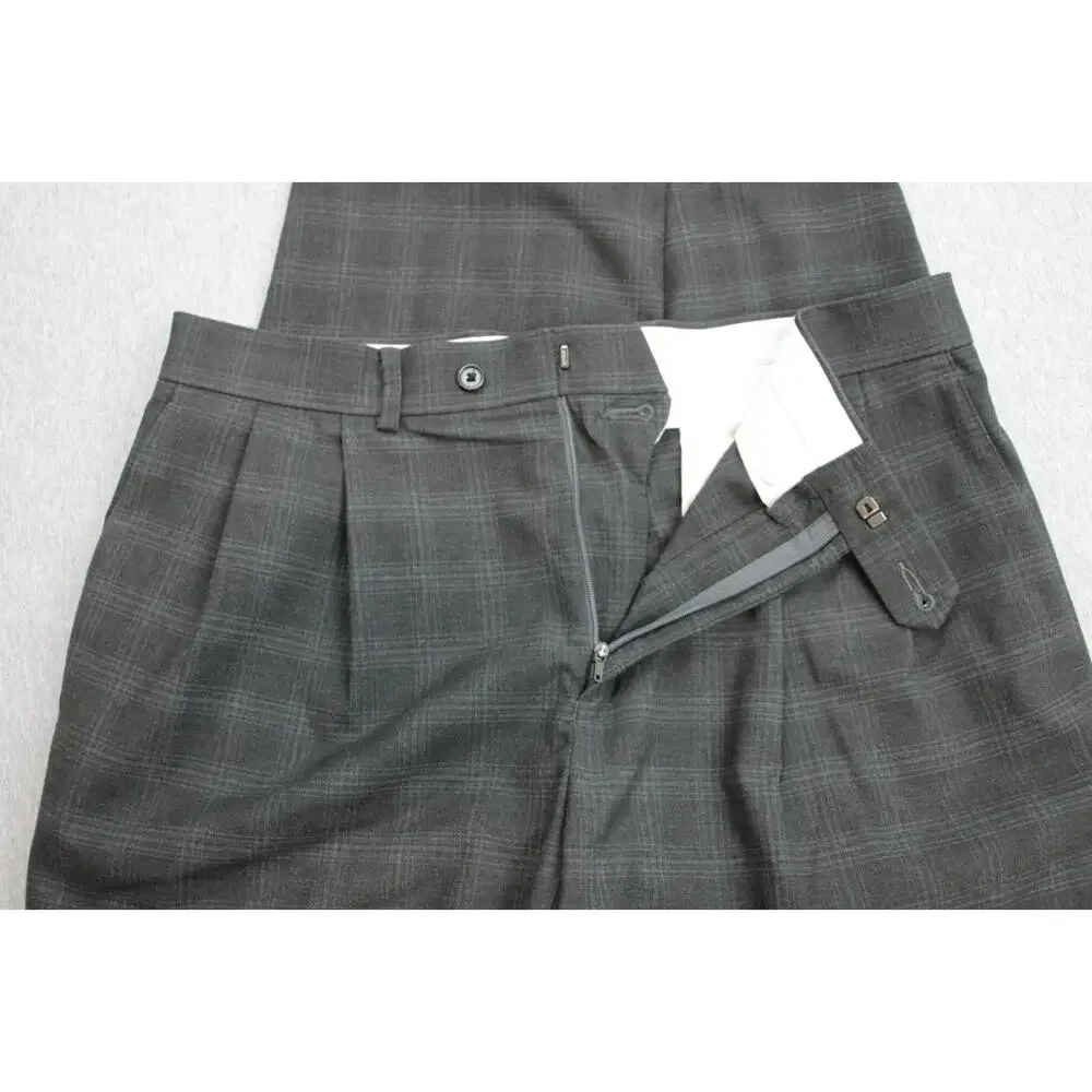 Ralph Lauren Pants Mens 34 x 32 Plaid Stretch Pleated Cuffed‎